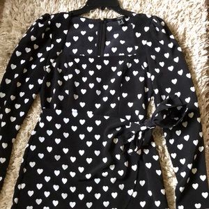 Black and White Heart Wrap Dress